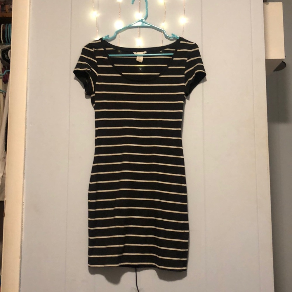 Black and white striped dress